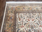 Semi Antique Persian Tabatabaie Tabriz Rug, Animal Pictorials, Ivory & Gold, Hand-Knotted, Wool, 7' 10" x 10' 6" - Jewel Rugs