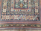 Caucasian Rug 3'9" x 5'7", Antique 1920s Collectible Caucasian Chi Chi Carpet, Hand Knotted, Colorful, Dark Blue Cream Red, Wool, Small Rug - Jewel Rugs