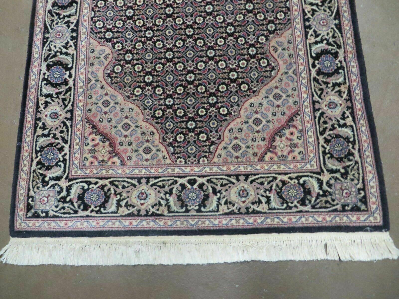 2'7" X 9' Vintage Handmade Chinese Black Runner with Central Medallions - Persian/Oriental Mahi Fish Design - Wool Rug w/ Silk Accents - Jewel Rugs