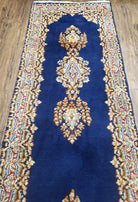 Semi Anique Dark Blue Persian Kerman Runner, 2'7" x 13'5" - Jewel Rugs