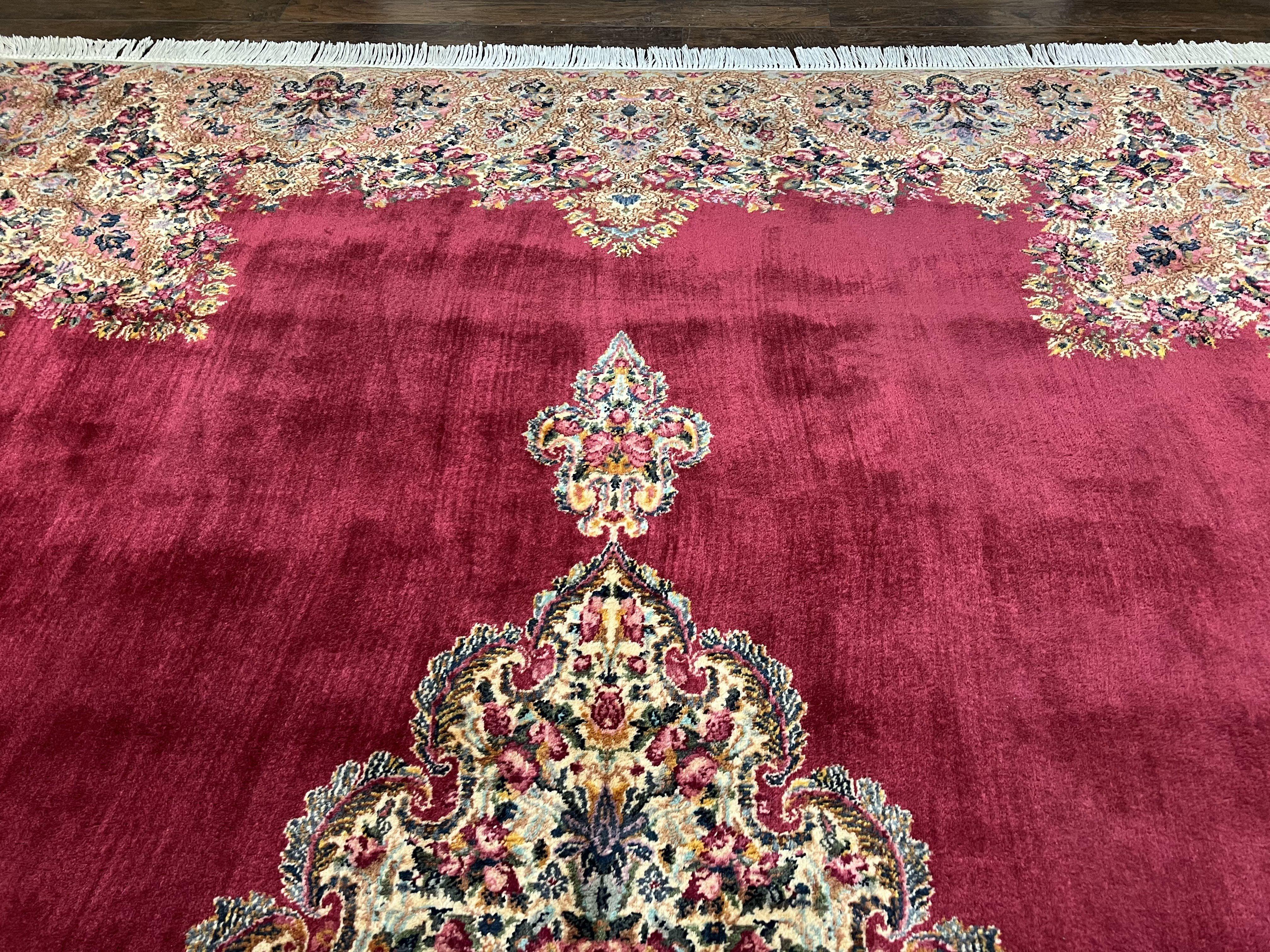 10x14 Karastan Rug Red Medallion Kirman #762, Wool Karastan Carpet, Vintage 10 x 14 Area Rug, Original Collection 700 Series Discontinued - Jewel Rugs