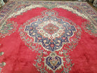 Semi Antique Tabriz Rug with Central Medallion, Red, 9'8" x 12'5" - Jewel Rugs