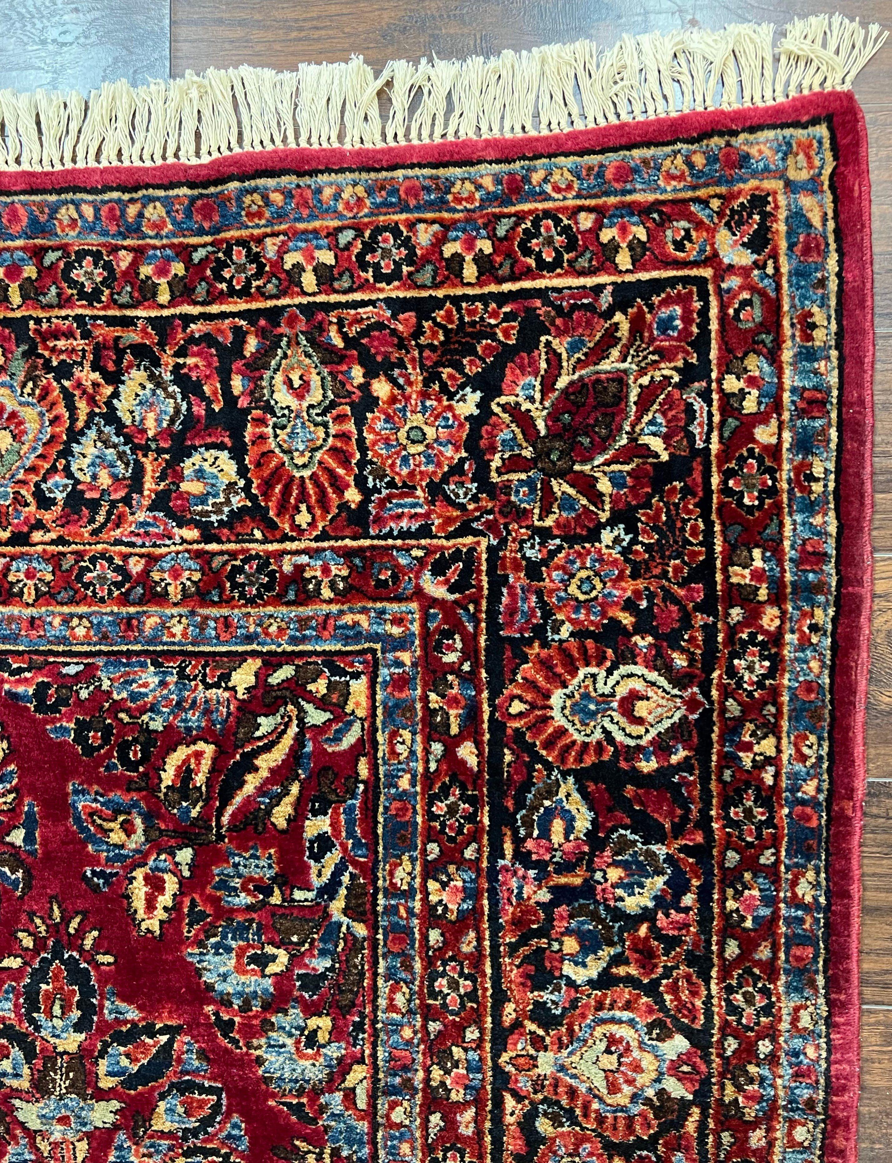 Persian Sarouk Rug 8x12, 1920s Antique Red Persian Carpet, Floral Allover Handmade Wool Oriental Rug, Room Sized Rug, Traditional Living Room Rug - Jewel Rugs