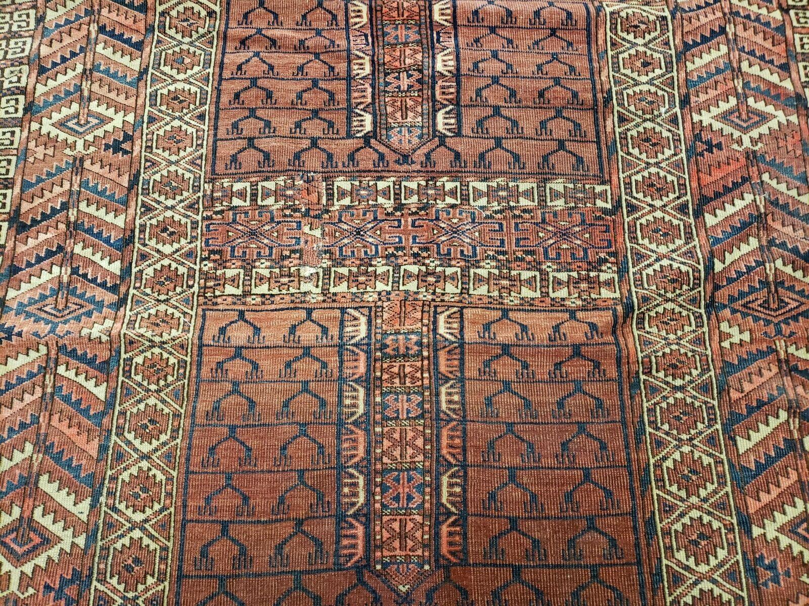 3'8" X 4' 5" Antique Handmade Tekkeh Turkoman Engsi Hatchli 4 Seasons Wool Rug - Jewel Rugs