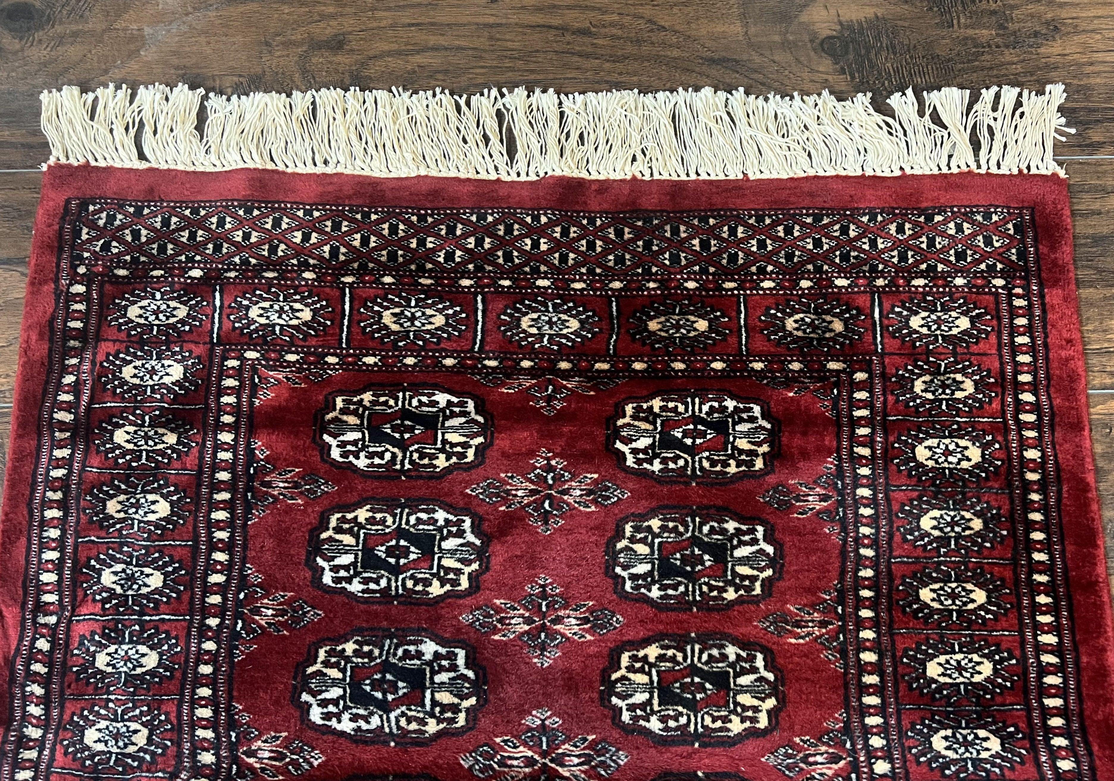 Turkoman Runner Long Wool Rug 2' 8" x 19' 8" Vintage Runner Rug, Hallway Rug, Bokhara Runner, Red Turkmen Rug, Wool Bukhara Runner 19ft 20ft - Jewel Rugs