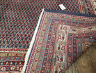 Persian Sarouk Rug 7x11, Antique Persian Carpet, Repeated Paisley Boteh Motif, Mir Pattern, Blue and Beige, Vintage Hand-Knotted Wool Oriental Rug - Jewel Rugs