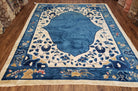 1920s Antique Chinese Art Deco Rug 8x10, Hand-Knotted Asian Oriental Area Rug 8 x 10, Blue & Beige Peking Carpet, Nice Chinese Floral Motifs - Jewel Rugs