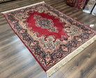 Vintage Karastan Rug 6x8, Karastan Red Sarouk, Semi Open Field Floral Kirman, Discontinued Karastan Oriental Carpet, Wool Karastan Area Rug - Jewel Rugs