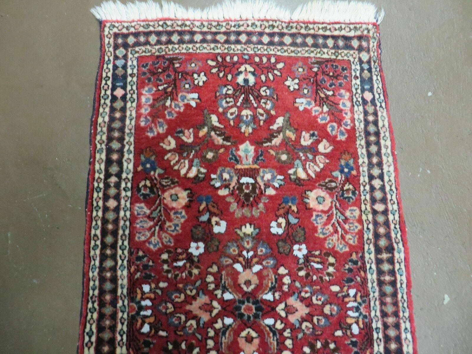 2' 1" X 4' Handmade Vintage Red Indian Wool Rug Organic Dues Red Nice # 21 - Jewel Rugs