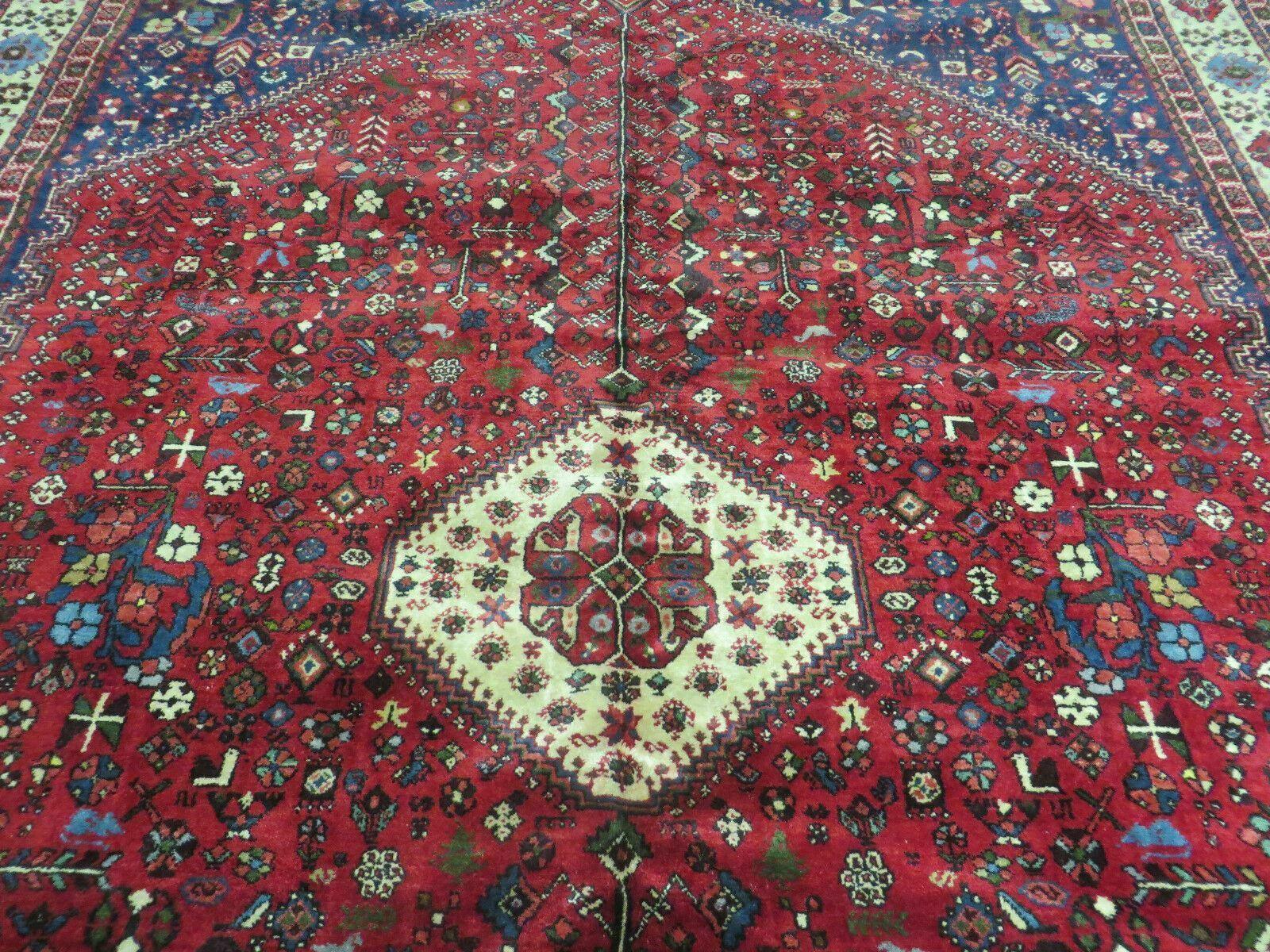 7' X 10' Vintage Handmade Indian Floral Wool Rug Hand Knotted Carpet Red Ivory - Jewel Rugs