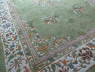 8' X 11' Vintage Indo Chinese Handmade Wool Rug Green Nice - Jewel Rugs