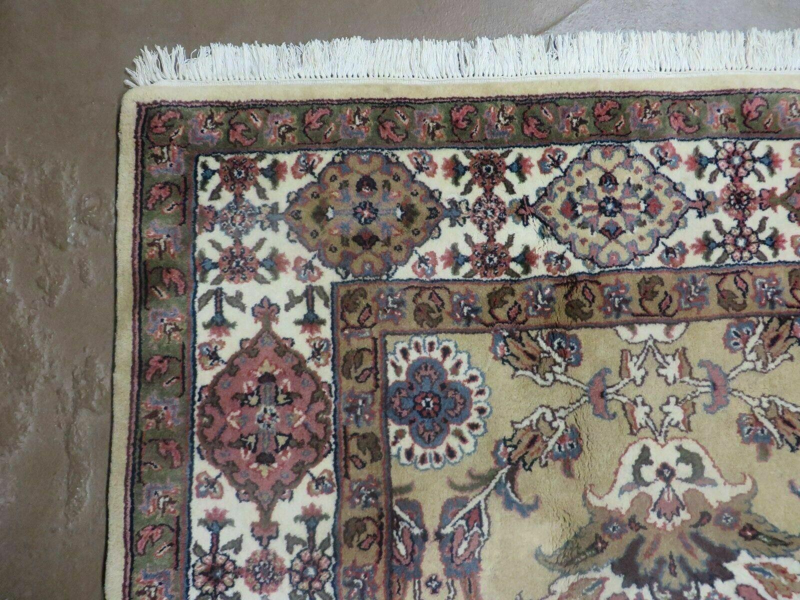 6' X 9' Vintage Handmade India Floral Oriental Wool Rug Veg Dye Camel Hair Nice - Jewel Rugs