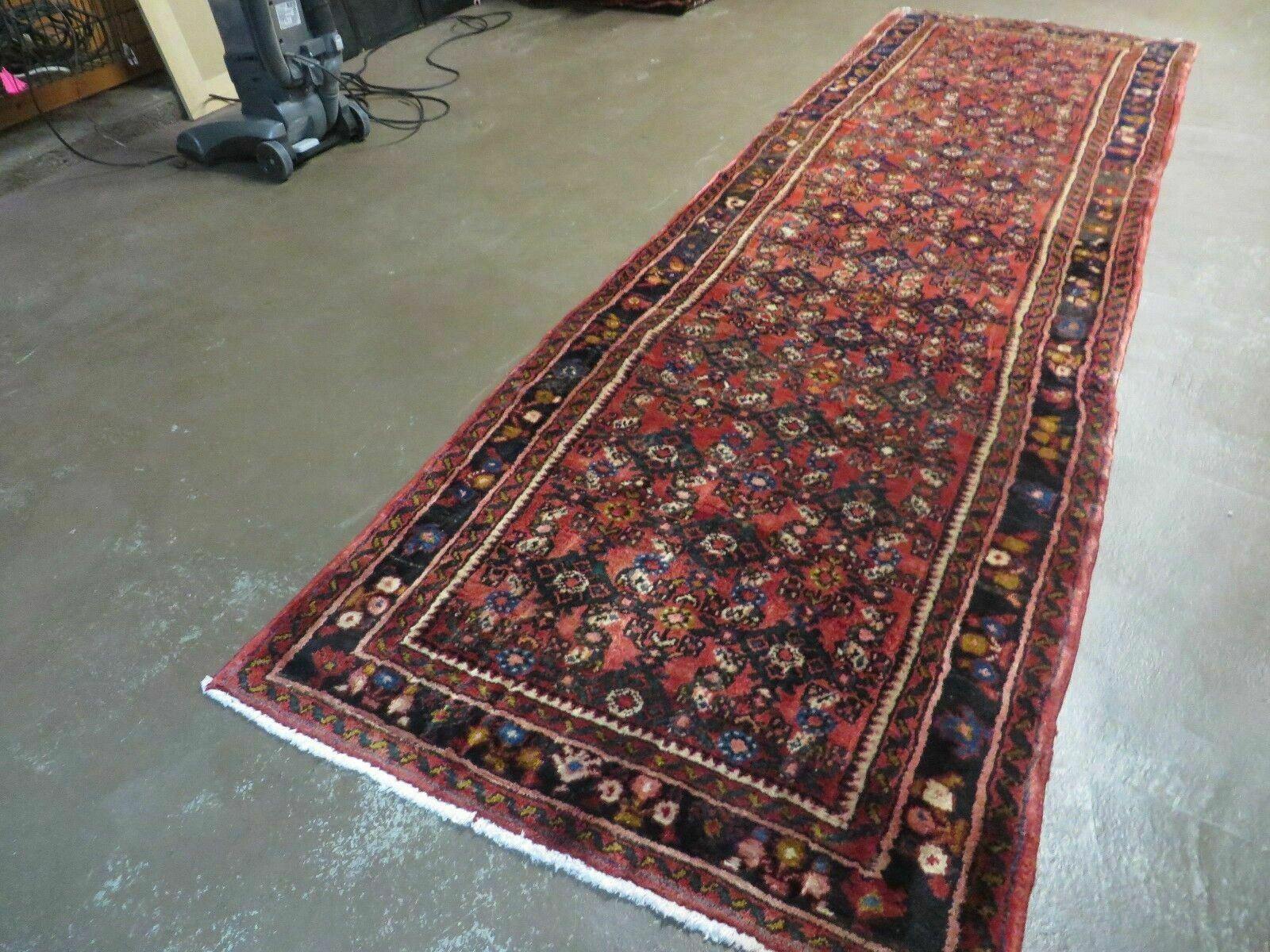 2' 10" X 9" Antique Handmade Indian Floral Wool Runner Rug Red Nice # 126 - Jewel Rugs