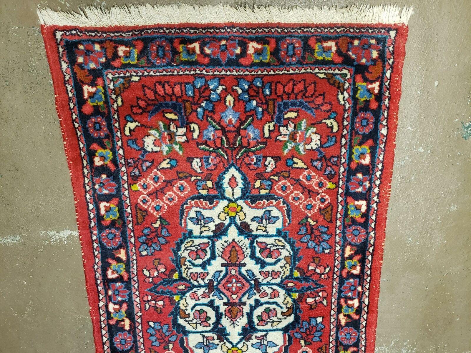 2' 5" X 4' 3" Semi Antique Handmade Wool India Floral Oriental Rug Red Nice - Jewel Rugs