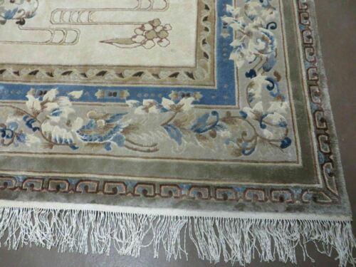 6' X 9' Vintage Hand Made Chinese Silk Rug PHOENIX Birds Flower Nice Beige/Ivory - Jewel Rugs