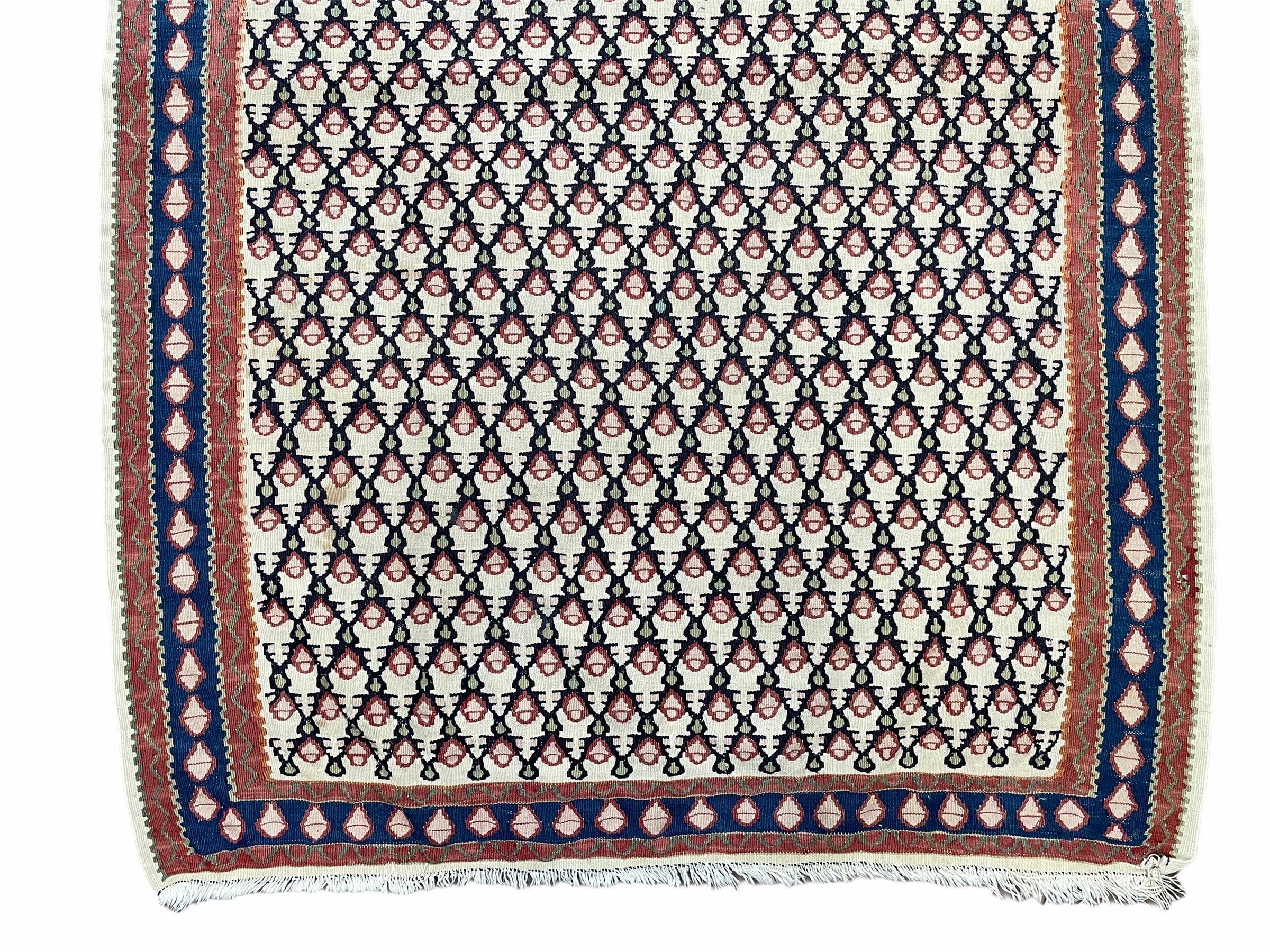 Vintage Kilim Rug 4x5 Kurdish Senneh Kilim Flatweave Rug 4 x 5 Geometric Pattern Kilim Collectible Rug Ivory Kilim Rug - Jewel Rugs