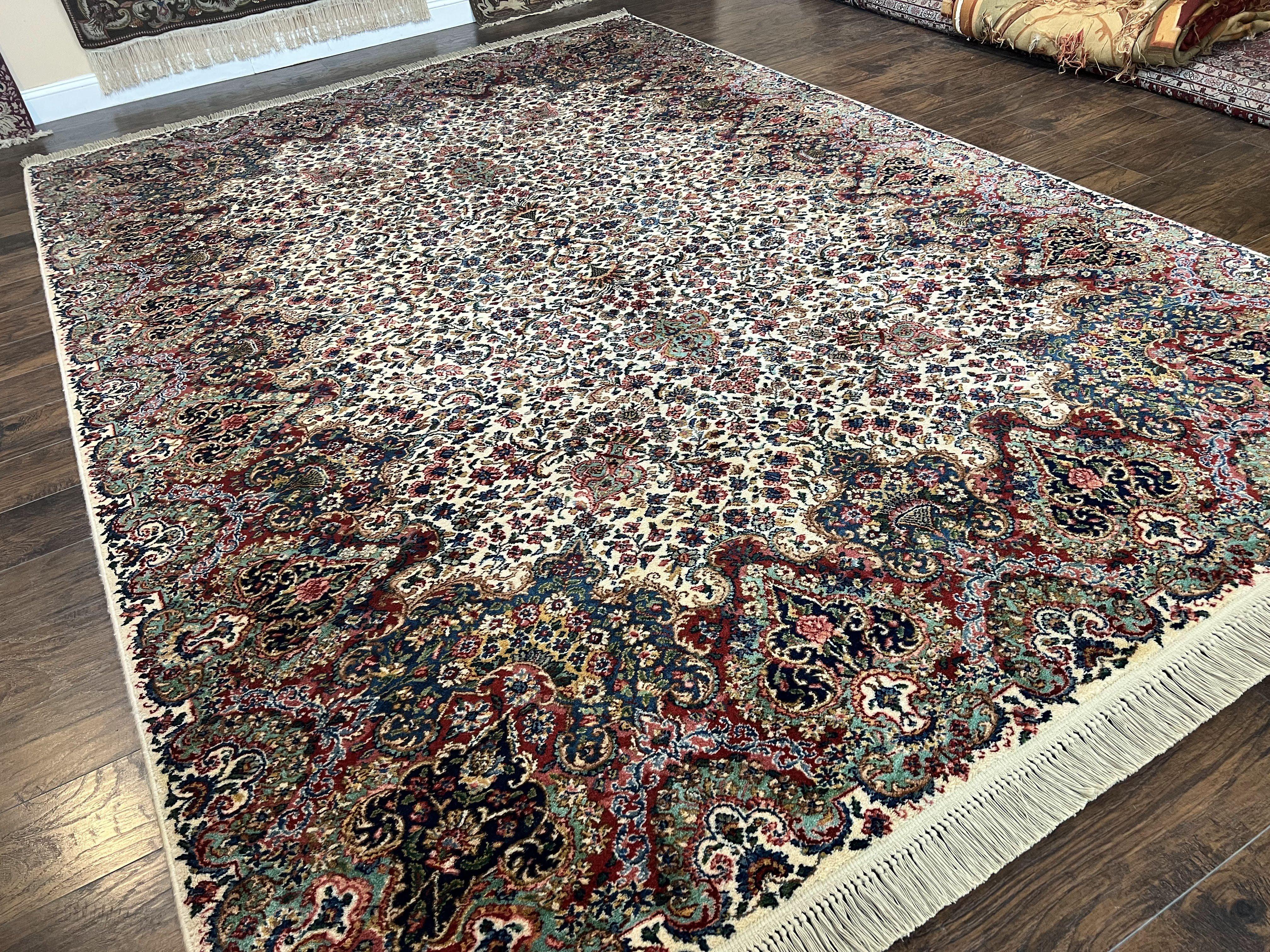 Karastan Kirman Rug, Karastan Floral Kirman #742, Wool Karastan Carpet, Vintage Karastan Area Rug, Original Karastan Rug, Large, 8'8" x 12' - Jewel Rugs