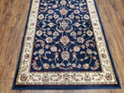 Vintage Area Rug 3x5, Wool & Silk Feel, Italian Rug, Persian Design, Soft Pile, Dark Blue Beige/Cream, 3.3 x 5, Part of Set - Jewel Rugs