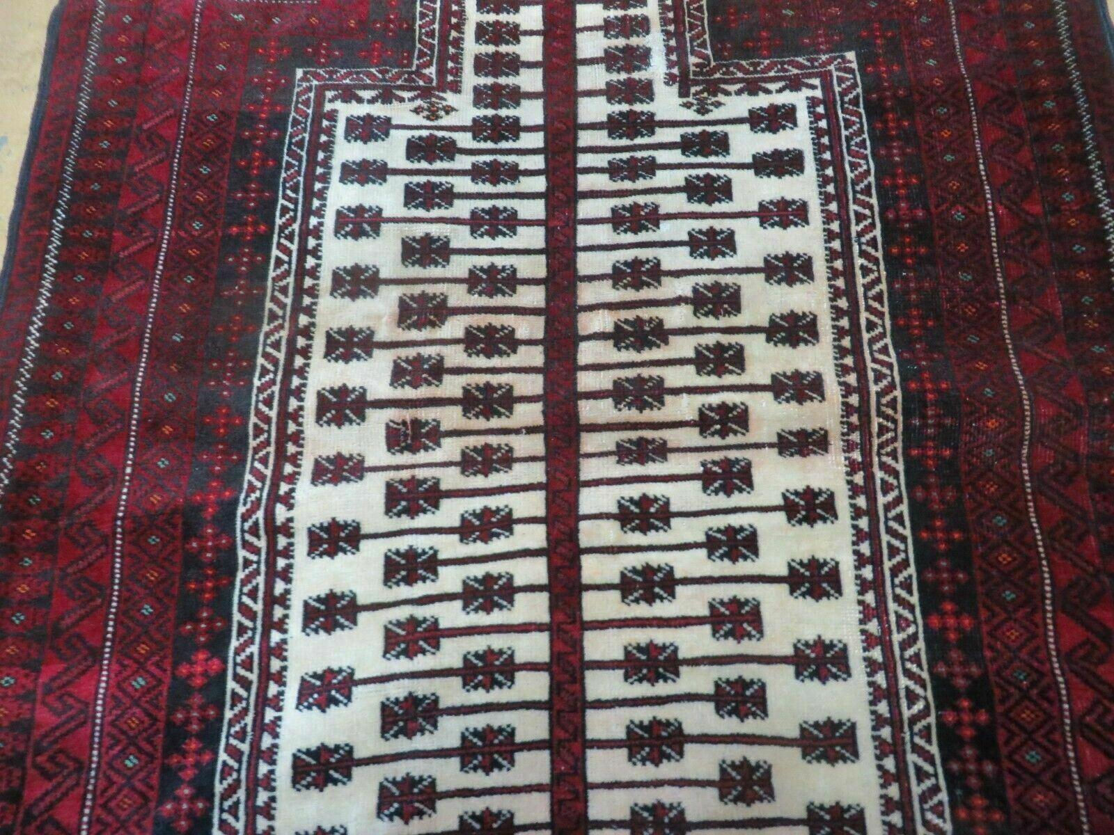 3' X 5' Antique Handmade Pakistan Baluchi Balouch Bokhara Wool Prayer Rug Nice - Jewel Rugs