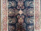 Dark Blue Indo Persian Rug, Medium Size Hand Knotted Oriental Carpet, Traditional Floral Indian Rug, Blue and Red Rug, Entryway Rug Wool Rug - Jewel Rugs