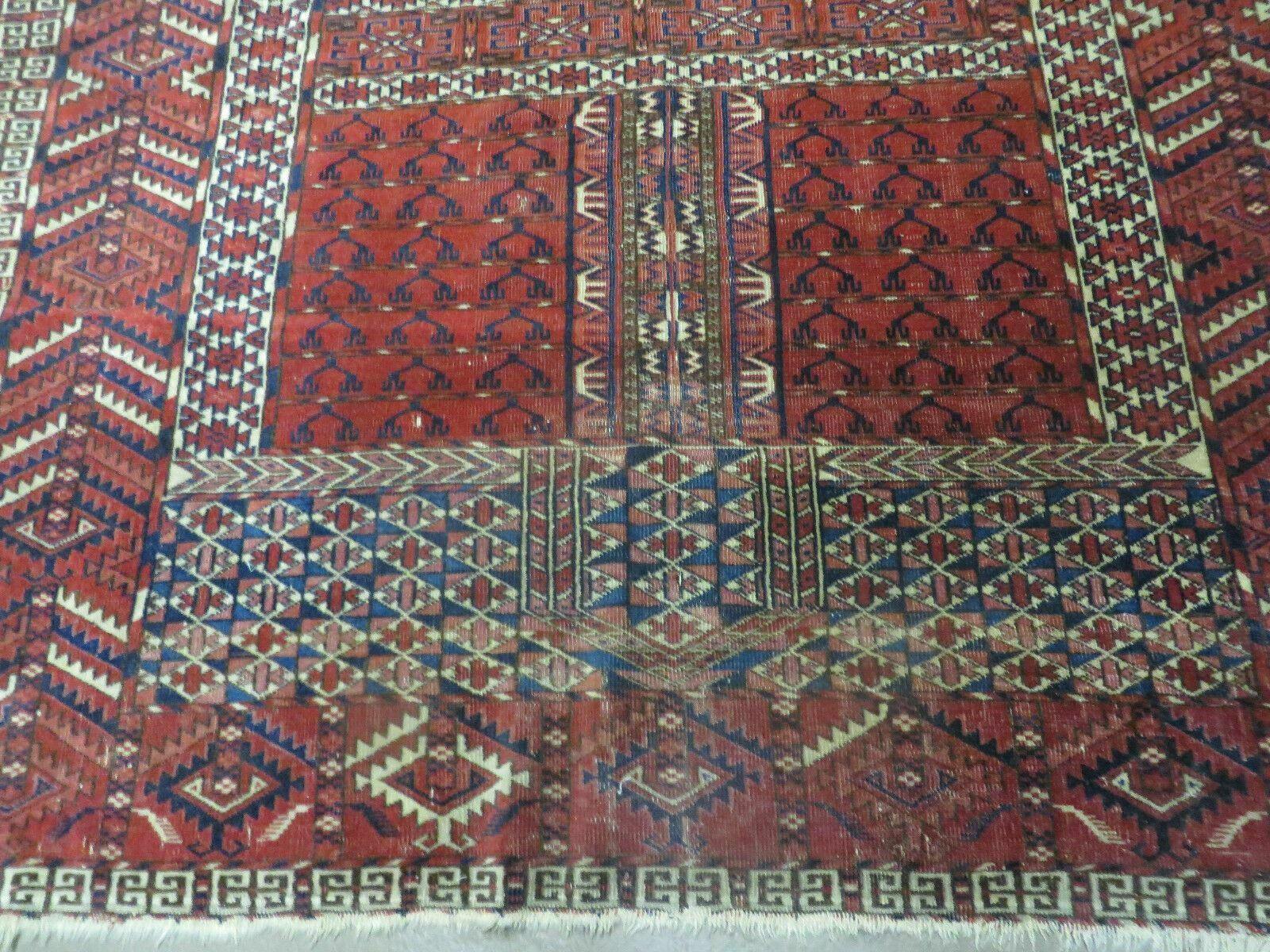 4' X 5' Antique Handmade Fine Tekkeh Turkoman Engsi Hatchli 4 Seasons Wool Rug - Jewel Rugs