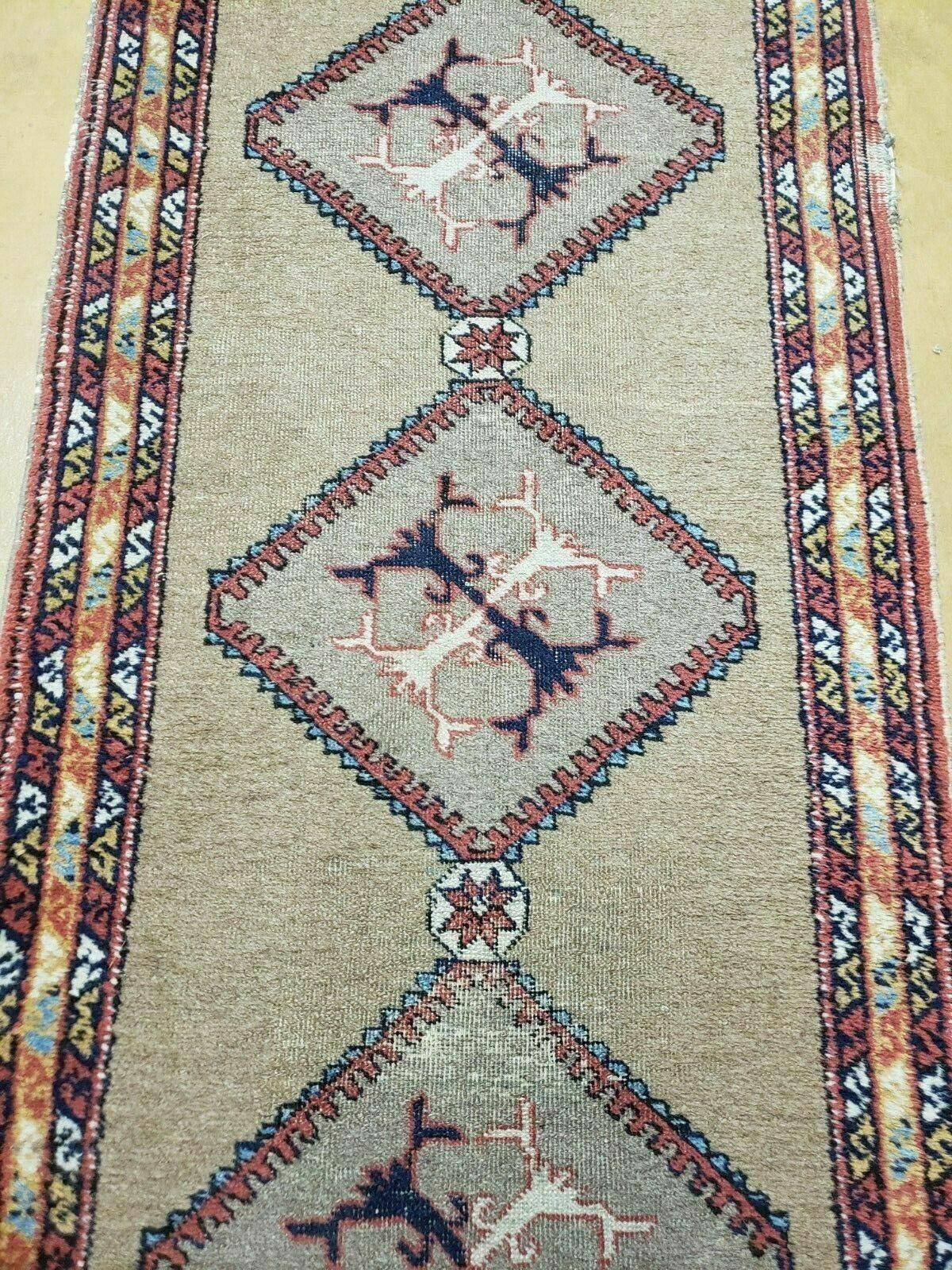 2'4" X 11' Antique Handmade Turkish Wool Rug Runner Carpet Camel Hair Nice - Jewel Rugs