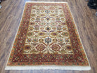 Karastan Rug English Manor Stratford #2120, Discontinued Karastan Carpet 5'2" x 7' 8", Cream & Red Vintage Karastan Wool Traditional Rugs - Jewel Rugs