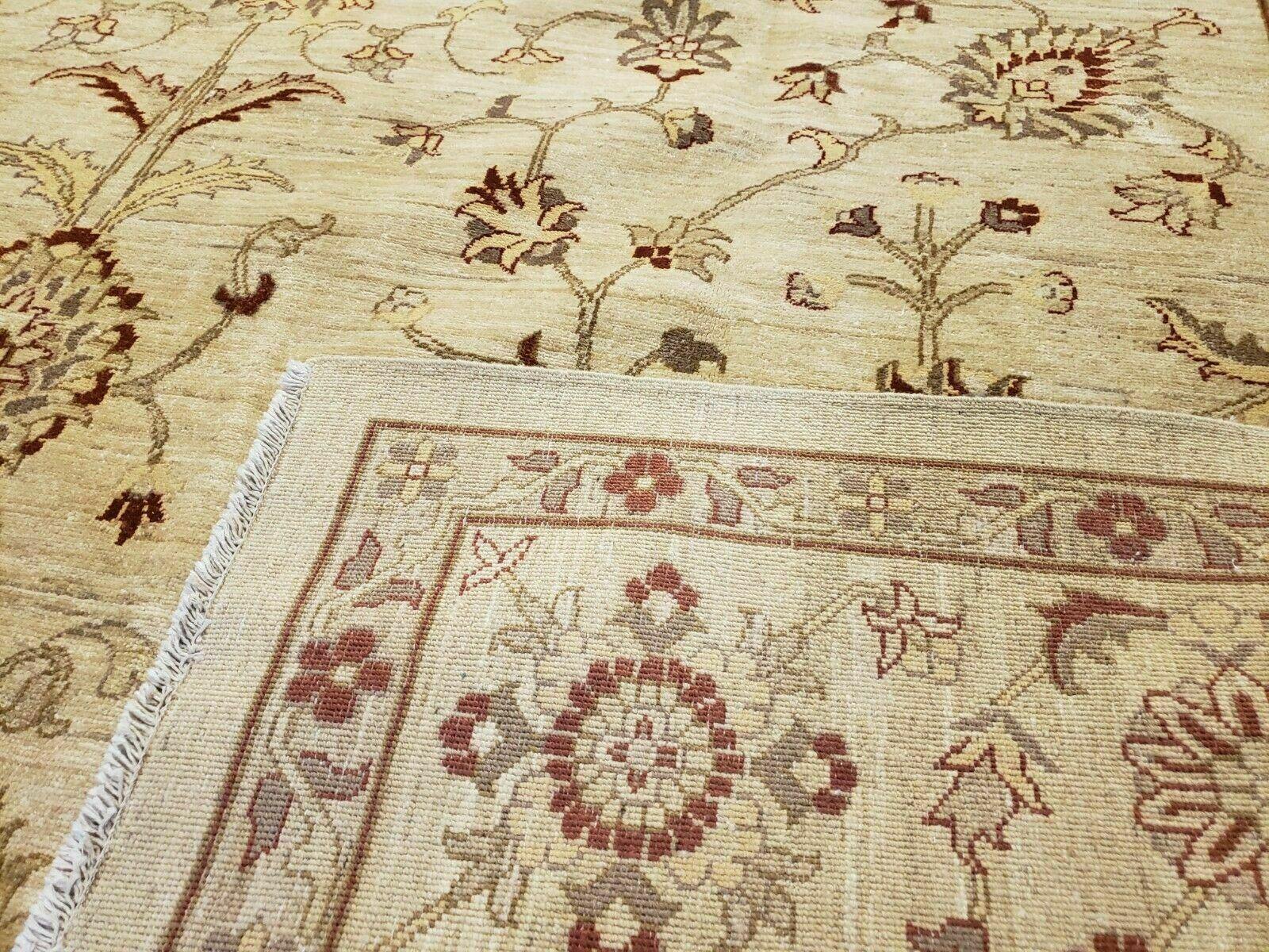 10' X 14' Handmade Peshawar Oushak Wool Rug Oatmeal Beige Organic Beauty - Jewel Rugs