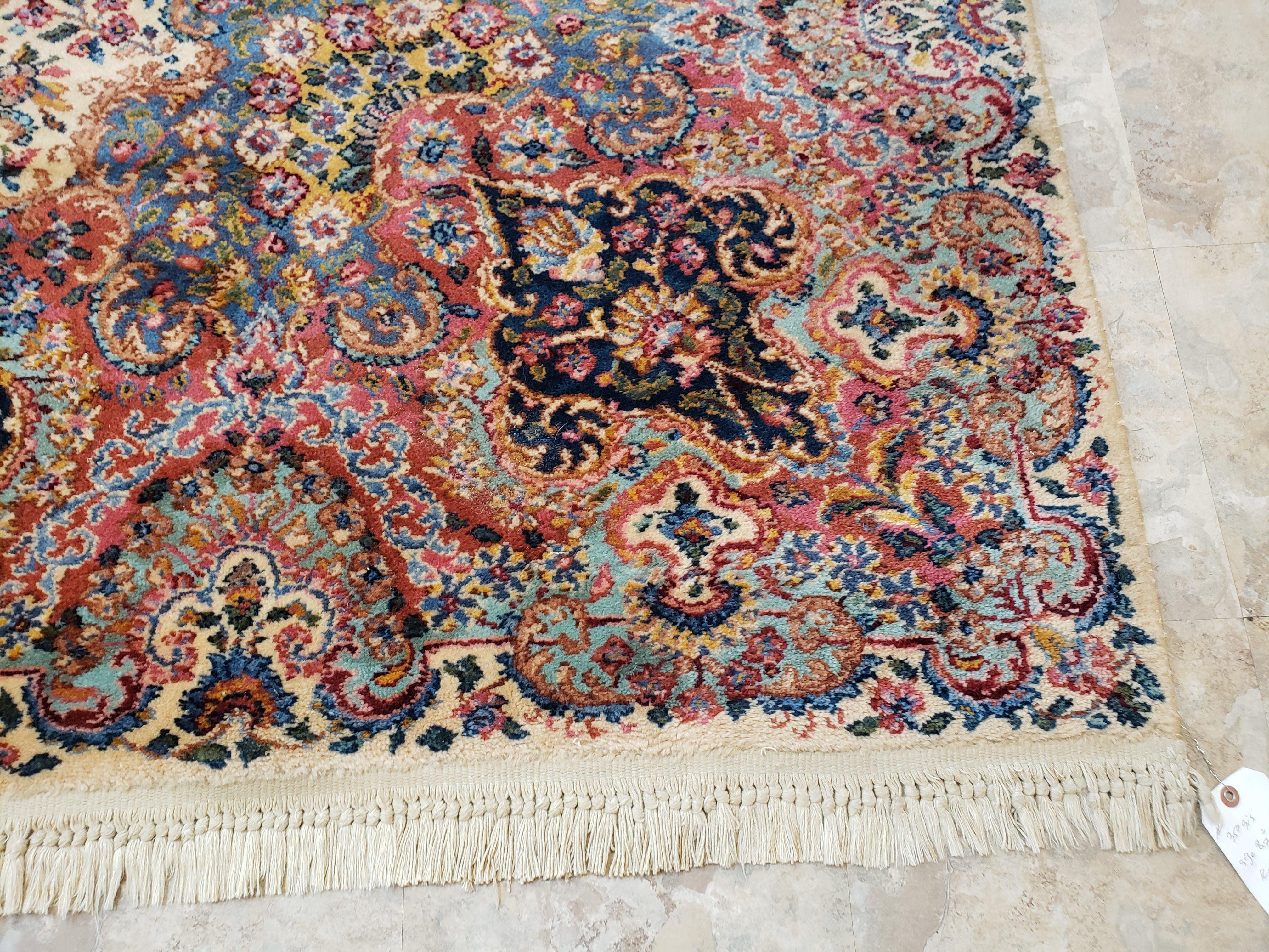 Karastan Kirman Rug, Karastan Floral Kirman #742, Wool Karastan Carpet, Vintage Karastan Area Rug, Original Karastan Rug, Large, 8'7" x 15' - Jewel Rugs