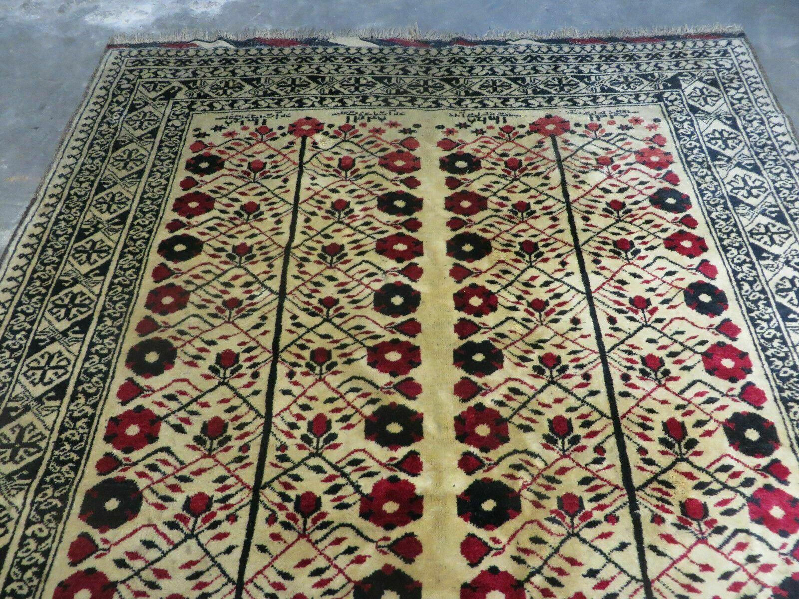 6' X 9' Vintage Handmade Afghan Baloch Turkoman Wool Carpet Signed Master Weaver - Jewel Rugs