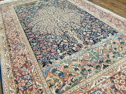 6' X 9' Vintage Hand Made Pakistan Floral Wool Rug Carpet Tree Of Life Detail - Jewel Rugs