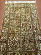 2'6" X 6' Handmade Wool Indian Kashmir Wool Short Runner Rug Nice Deer Vase Gold Nice - Jewel Rugs