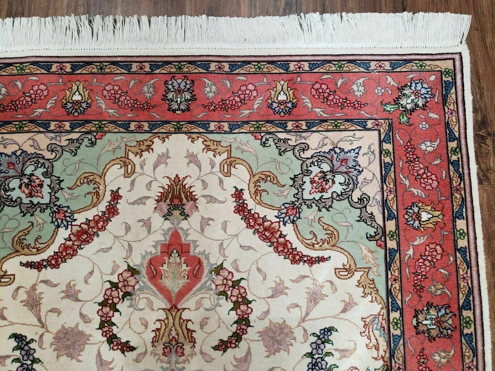 3' 4" X 5' Vintage Handmade Ultra Fine Floral Oriental Turkish Rug Carpet Wow - Jewel Rugs