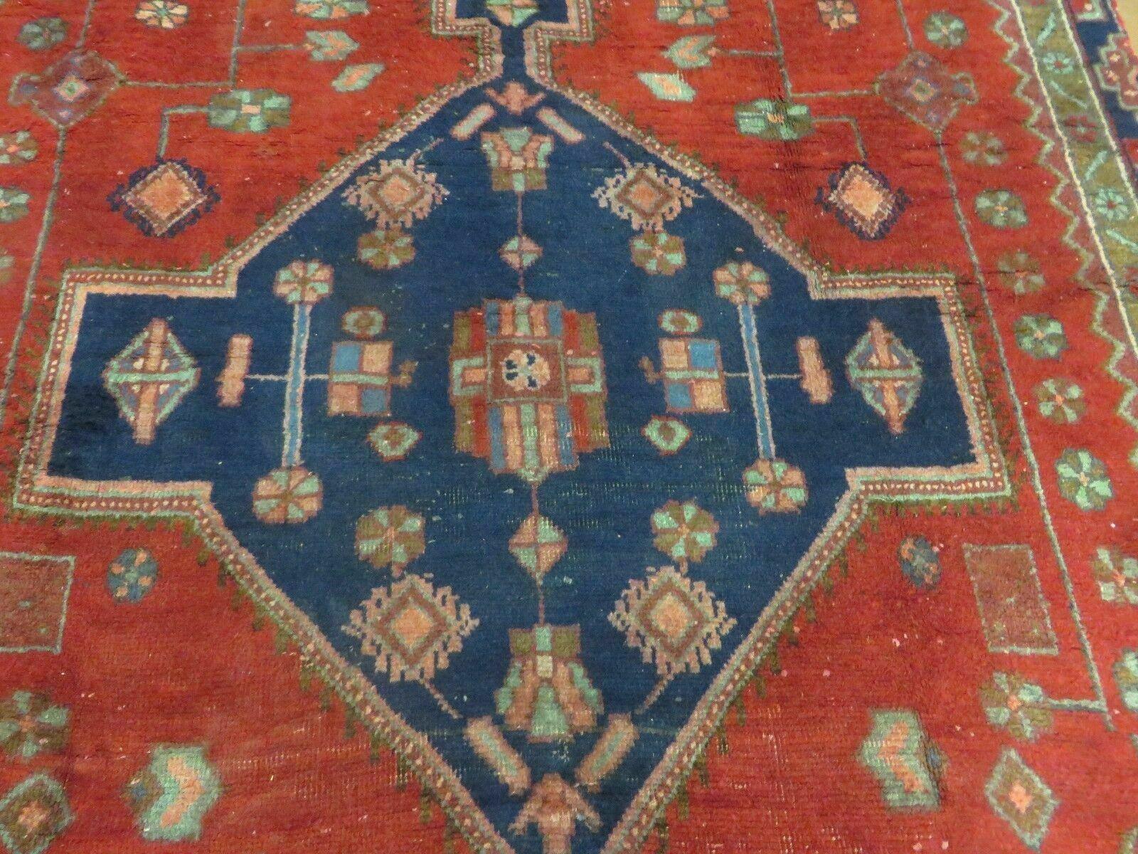 Antique Handmade India Geometric Oriental Wool Rug Vegetable Dye Runner Red - Jewel Rugs