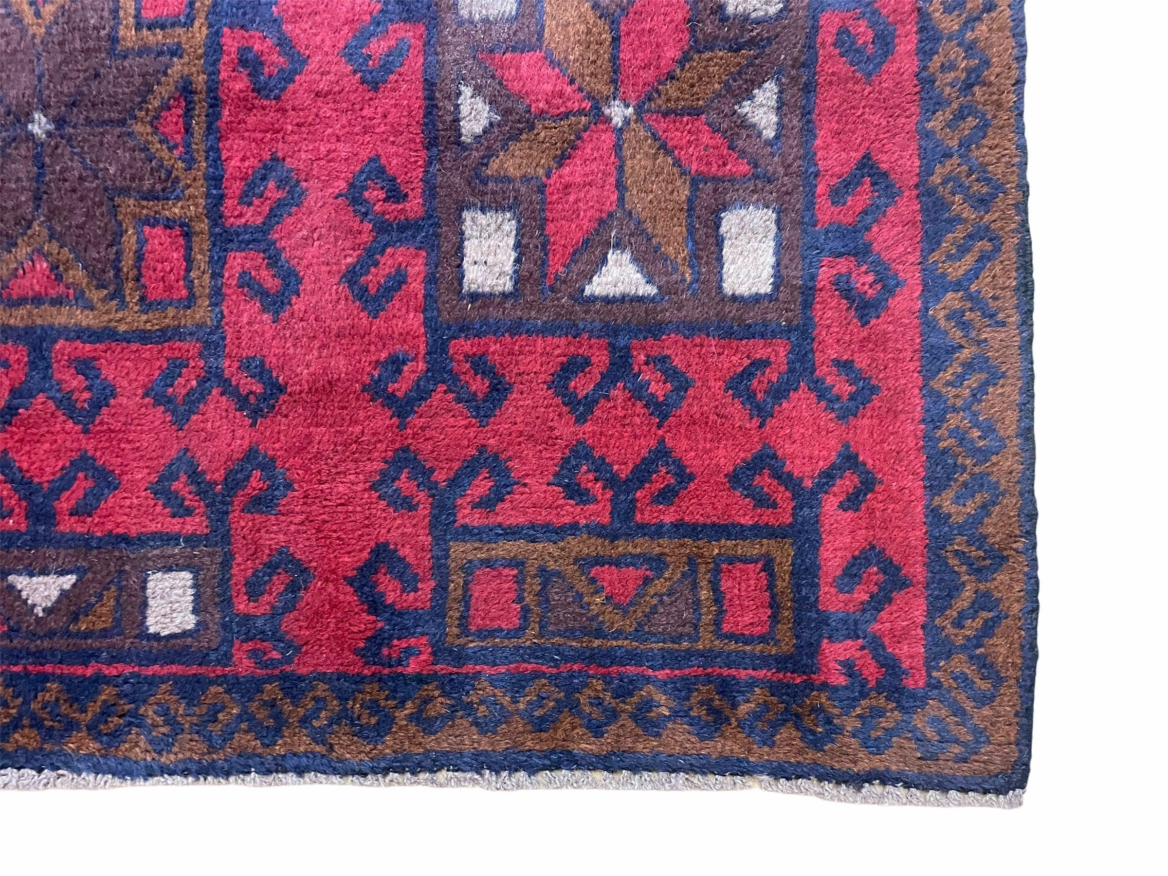 Baluch Rug 3x5 Baluchi Rug Afghani Rug Afghan Tribal Rug Handmade Afghan Rug Afghanistan Rug Red Blue Tribal Rug - Jewel Rugs