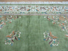 8' X 11' Vintage Indo Chinese Handmade Wool Rug Green Nice - Jewel Rugs