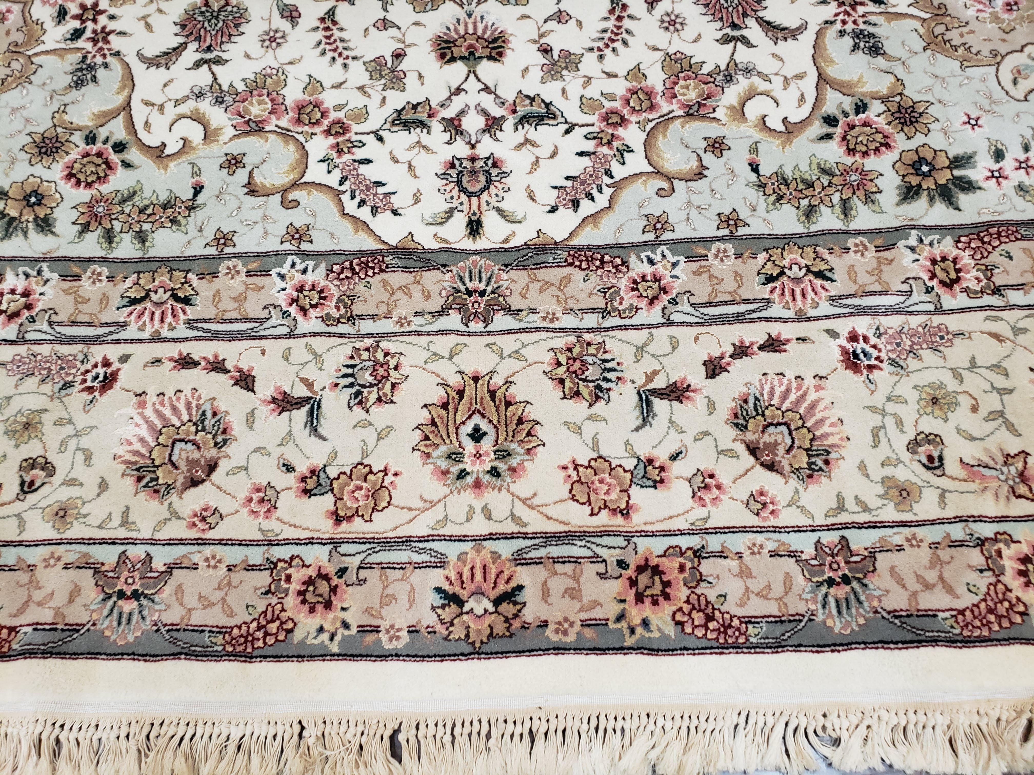 Vintage Rug, Hand-Knotted Oriental Carpet, Sino-Persian Rug, Elegant Traditional Rug, Central Medallion, Floral, Wool Silk Area Quality Rug - Jewel Rugs