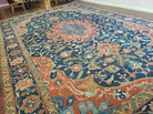 11' X 18' Antique Handmade Turkish Wool Rug Phoenix Bird Animal Pictorial Nice Blue and Red Fine Carpet - Jewel Rugs