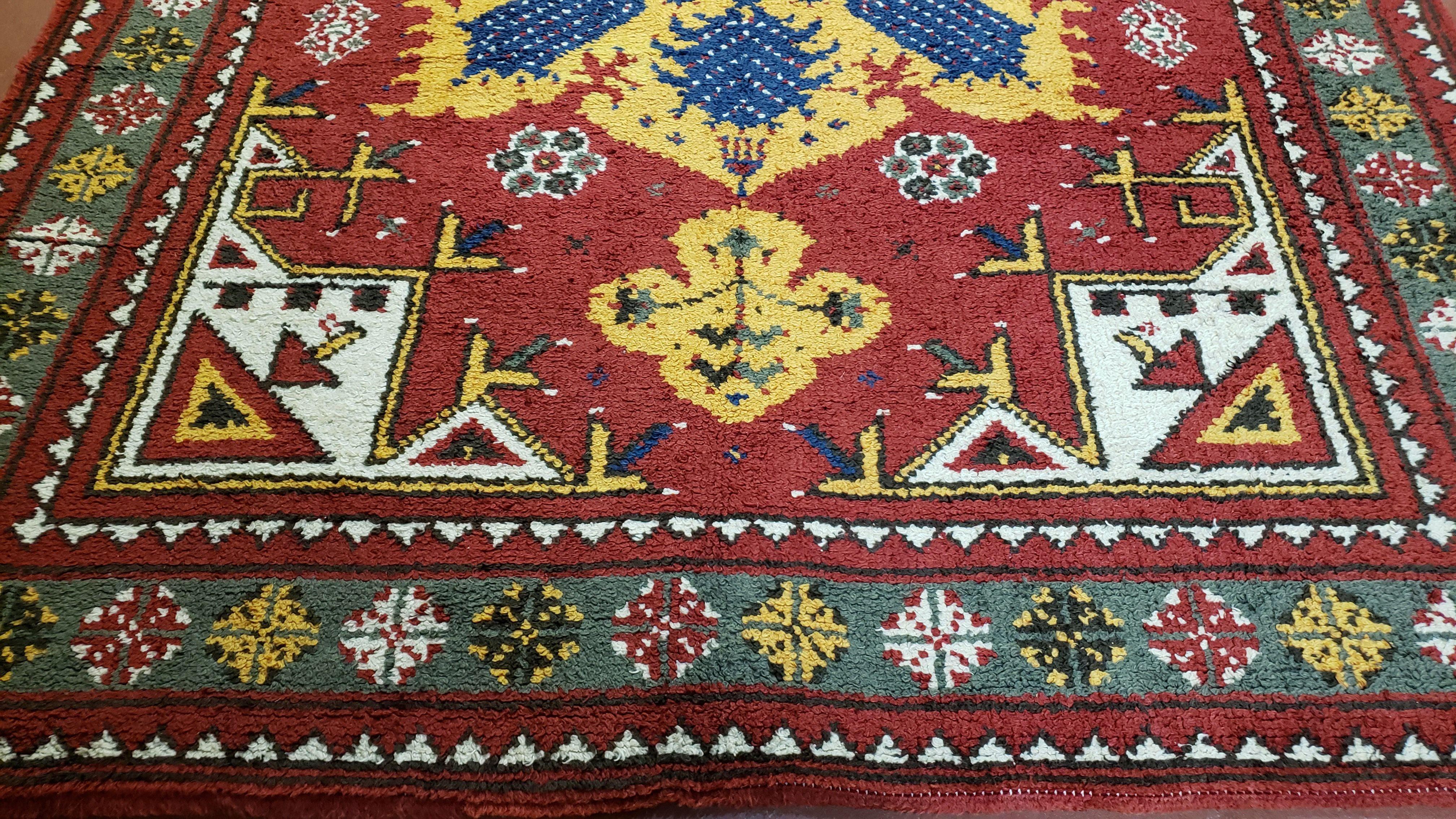 6.5 x 9.1 Power-Loomed Rug Central Medallion Tribal Design Red Blue Yellow Area Rug 6x9 7x9 Colorful Carpet Moroccan Style Boho Rug - Jewel Rugs