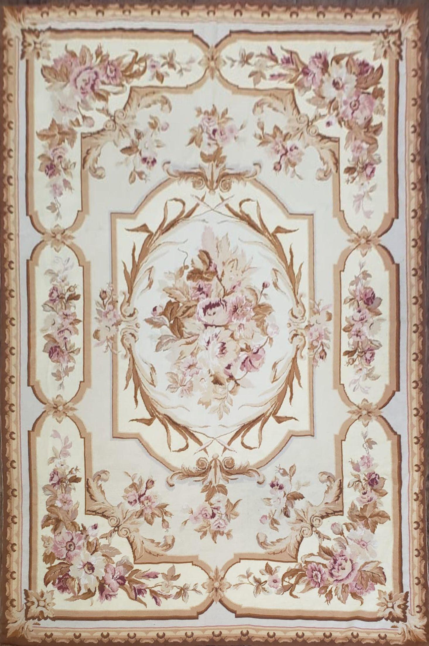 6' X 9' Handmade Aubusson Savonnerie Design Needlepoint Wool Rug - Jewel Rugs