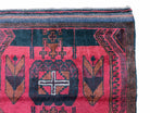 2' 10" X 4'6" Vintage Handmade Tribal Wool Rug Balouchi Rug Afghan Rug Red Black - Jewel Rugs