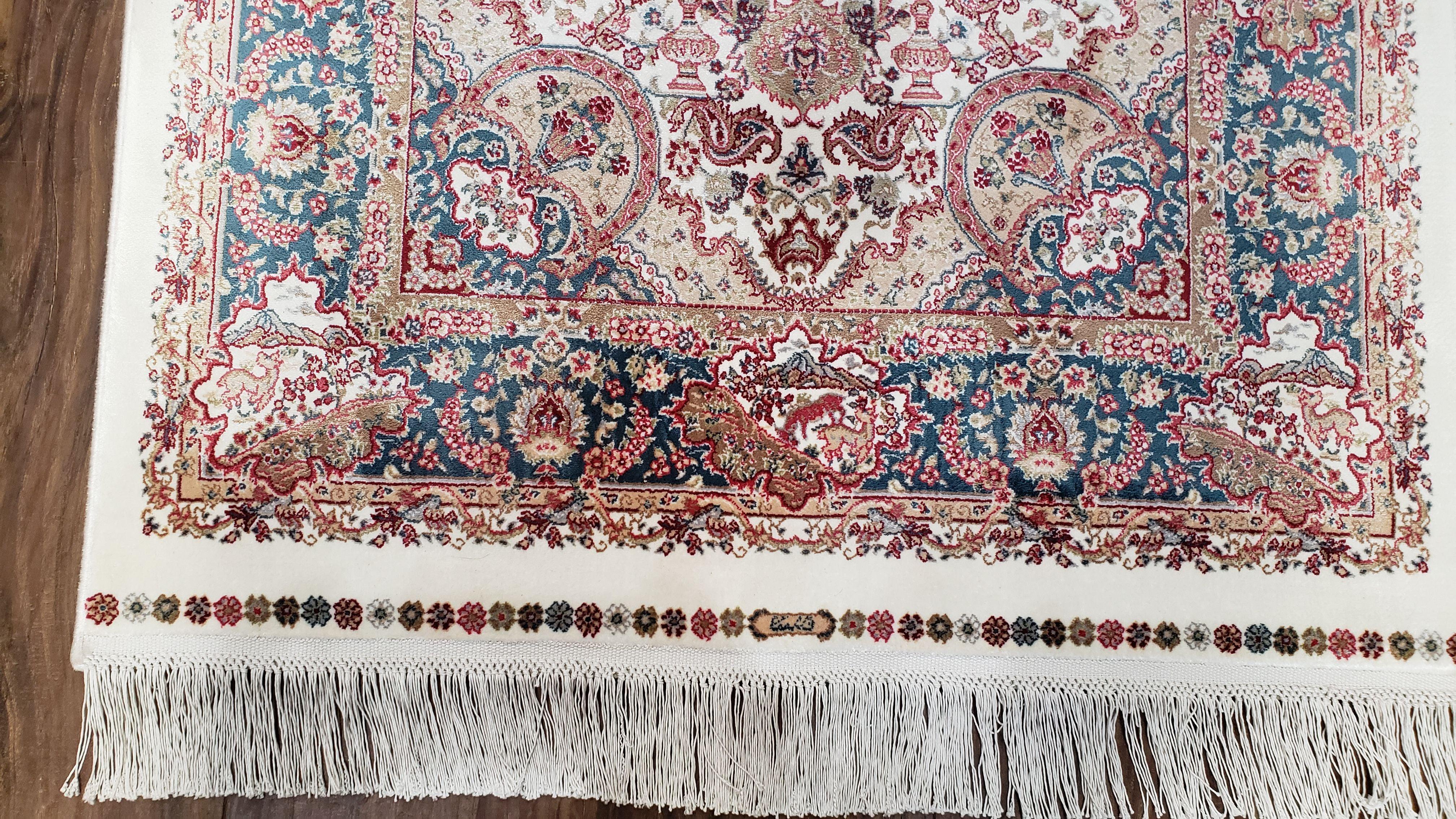 Small Silk Carpet, Medallion Rug, Very Fine, Persian Design, Silk-on-Silk, Oriental Accent Rug, Bamboo Silk, 2.5 x 4 ft, 2' 8" x 4' 1" - Jewel Rugs