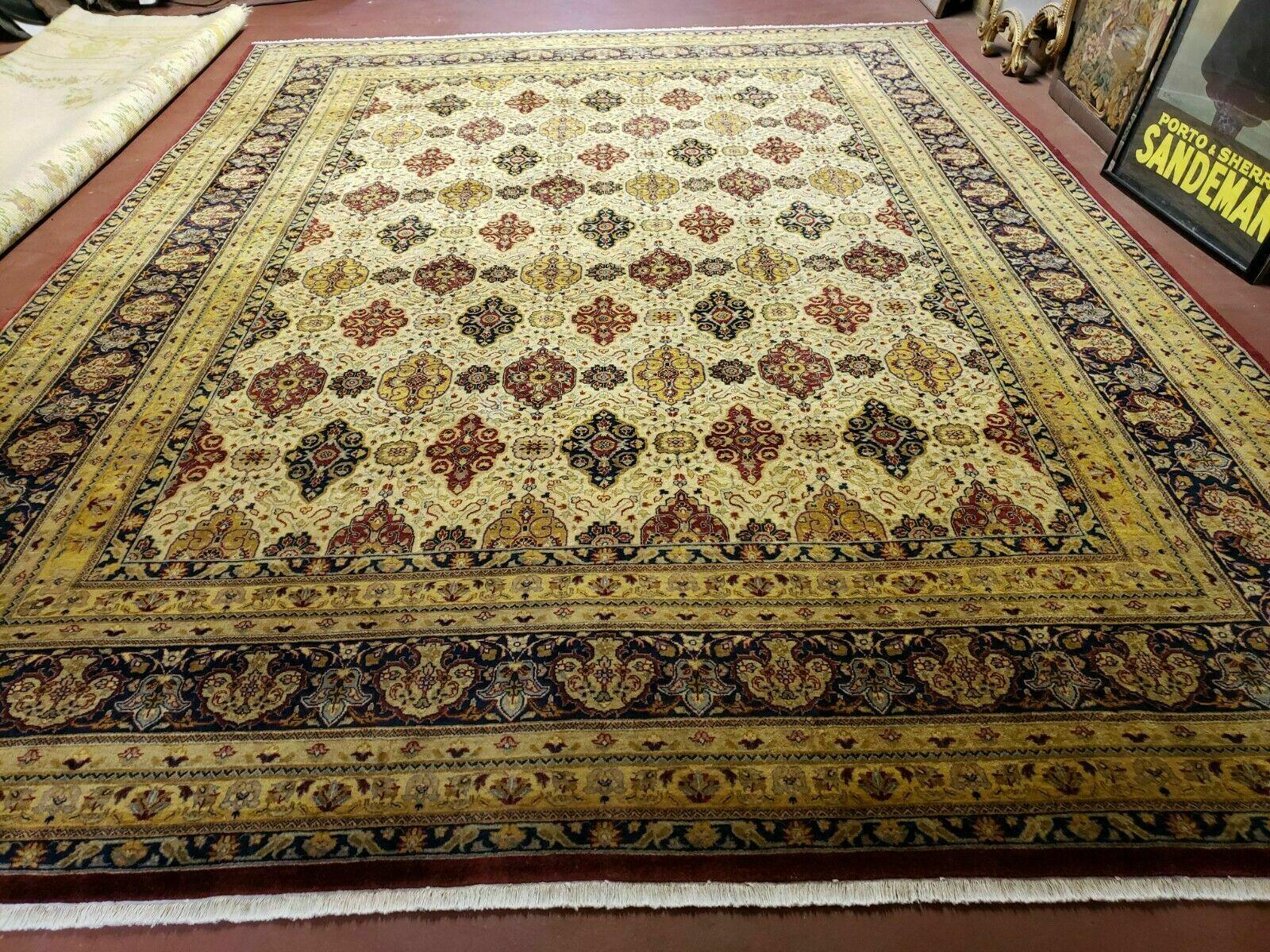 9' X 12' One-Of-A-Kind Hand-Knotted Indian Wool Rug Floral Agra Vegetable Dyes - Jewel Rugs