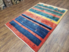 Colorful Persian Gabbeh Rug 4x6, Soft Pile, Colorful Rug, Handmade Hand Knotted Wool Carpet, Home Office Rug, Area Rug for Bedroom 4 x 6 ft - Jewel Rugs