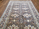 Antique Persian Kashan Rug, Midnight Blue & Ivory, Hand-Knotted, Wool, 4' 8" x 7' 4", Pair B - Jewel Rugs