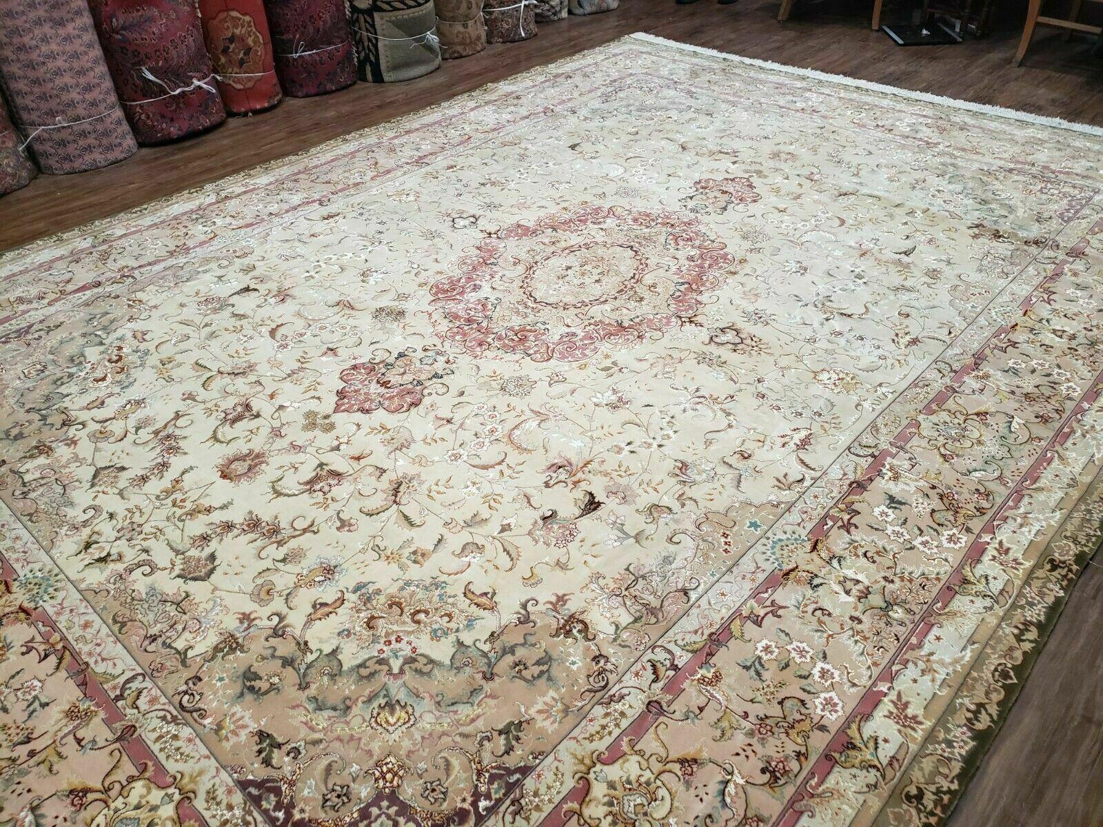 8' 8" X 11' 8" Vintage Handmade Fine Wool Rug Silk Foundation Carpet Birds Nice - Jewel Rugs