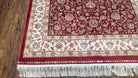 Dark Red Silk Carpet 4 by 6 Oriental Rug, Cream, Allover Pattern, Persian Design, Bamboo Silk, Mint Condition, Super Soft, Fine, Top Quality - Jewel Rugs