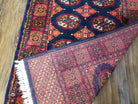 Vintage Turkoman Runner Rug, Hand-Knotted, Wool, Midnight Blue & Red, Oriental Runner, Turkmen Yamud Pakistan Rug 10ft Runner, 2'7" x 10' 3" - Jewel Rugs