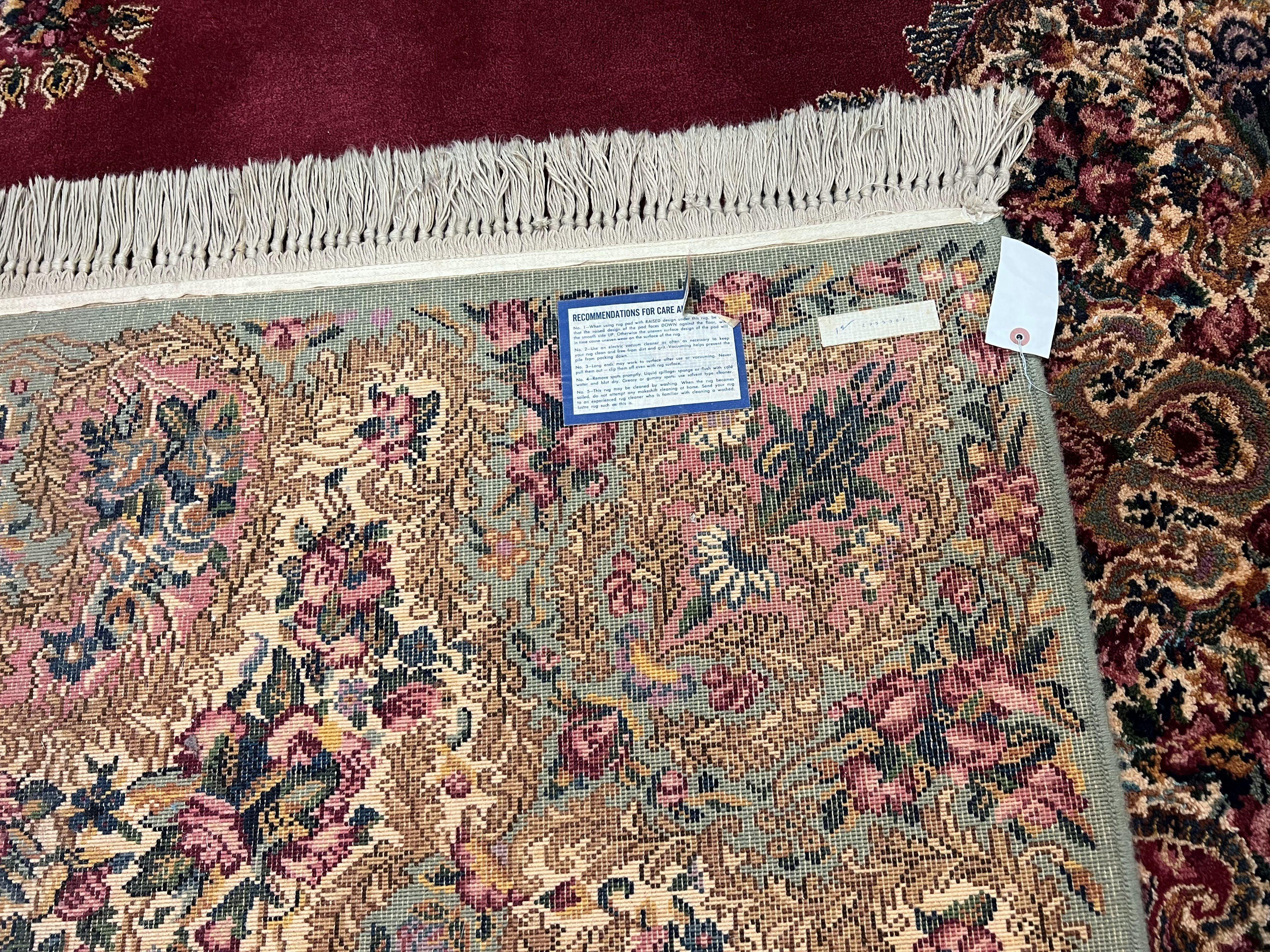 Vintage Karastan Red Kirman Rug #762, 8.8 x 12 Karastan Carpets, Original 700 Series Discontinued Karastan Rug, Large Floral Wool Area Rug - Jewel Rugs