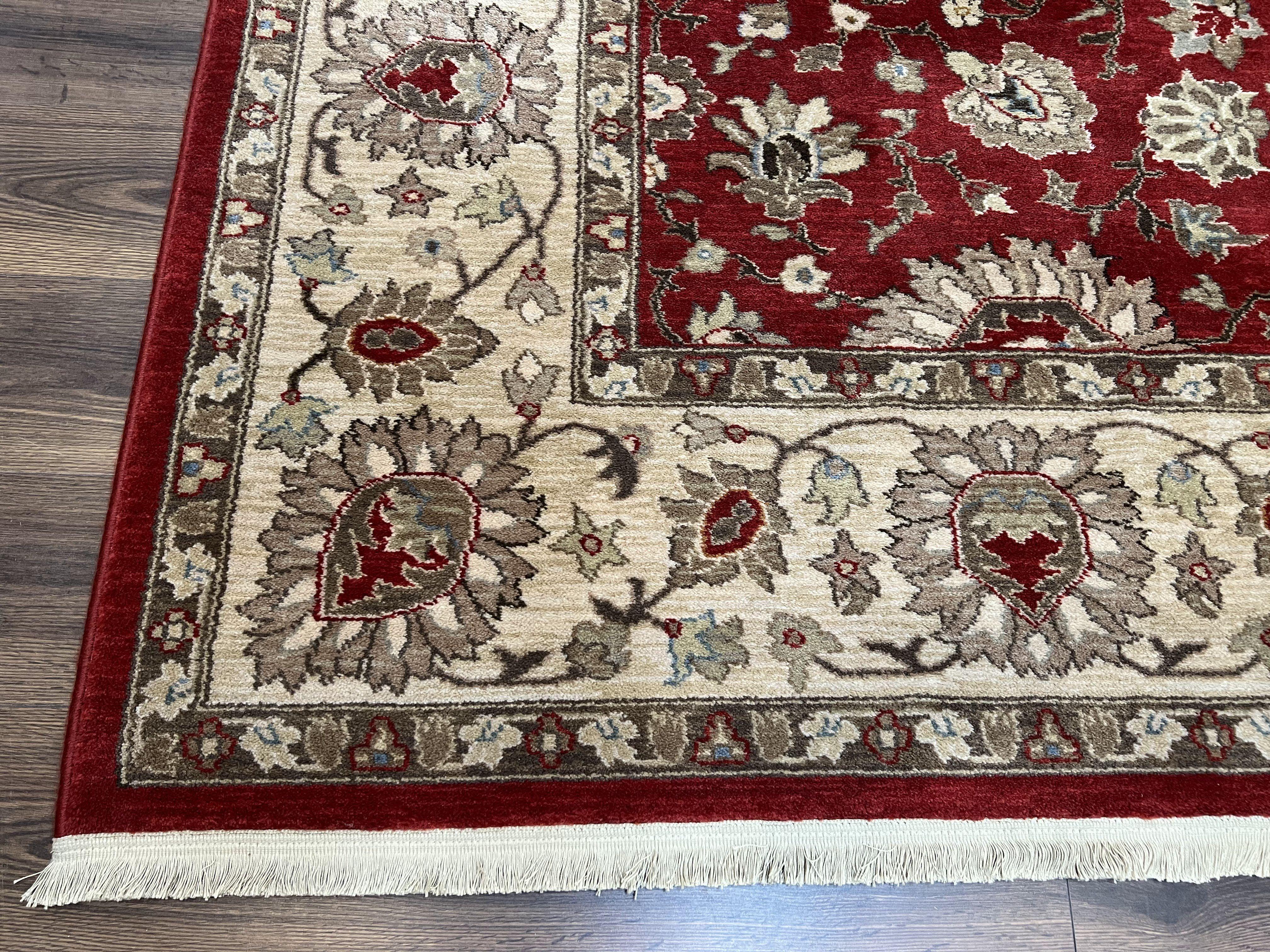 Karastan Rug 8.8 x 10.6, Karastan Bella Rosa Rug #700-730, Wool Karastan Carpet, Discontinued Original 700 Series Area Rug Red Beige Floral - Jewel Rugs